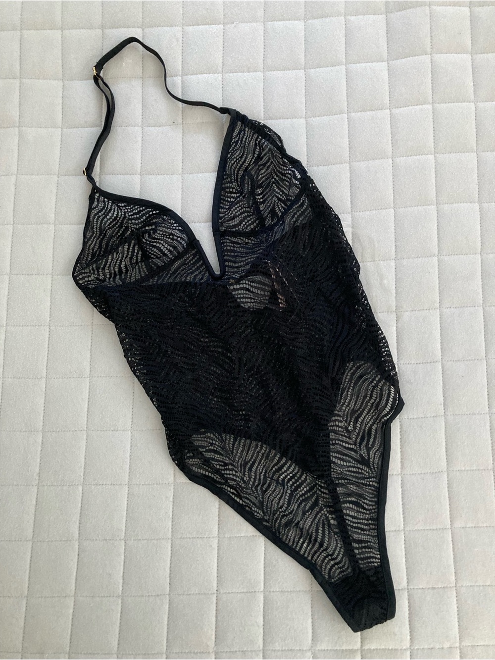 Victoria's Secret Women’s Black Sheer Lace Bodysuit Lingerie